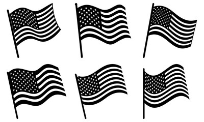 Bold American Flags Collection: Patriotic Symbols of Unity and Freedom, Perfect for Memorial Day Designs, 4th of July Celebrations, and Political Campaigns