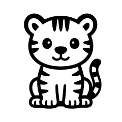 a simple illustration of a tiger cub
