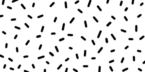 Abstract black and white pattern with scattered short brush strokes on a clean white background, ideal for modern designs, trendy wallpapers, and minimalistic textures.