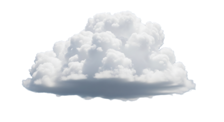 Fluffy cloud isolated on transparent background, showcasing a soft, billowy texture and a dynamic, threedimensional form, perfect for adding a touch of whimsy and natural beauty to designs, with a sub