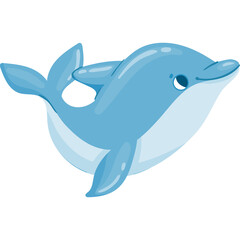 Cute Light Blue Dolphin With Dark Blue Eyes And Fins Swimming Joyfully With A Transparent Background