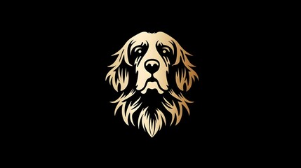 Minimalist gold dog face logo, sleek and modern design on a clean background. Concept: Branding, logo design, pet-related business, luxury or premium feel, modern and minimalist aesthetics, corporate 