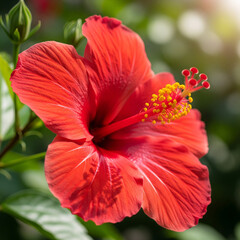 red hibiscus flower in garden