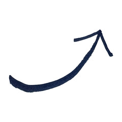 Curved dark arrow points upward showing directional trend growth progress or improvement in a digital interface isolated on transparent background