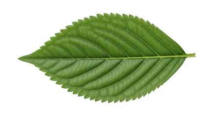 Green leaf isolated on transparent background, close up view