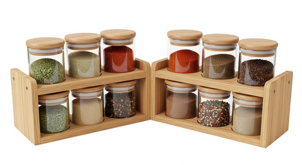 Spice rack with jars isolated on transparent background