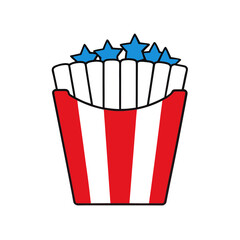 French fries container with blue stars on black background