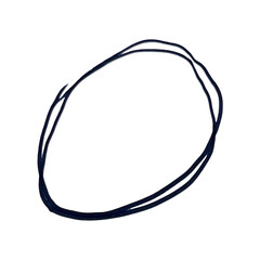 Simple hand drawn oval shape outline on light blue paper showing artistic expression and basic geometry isolated on transparent background