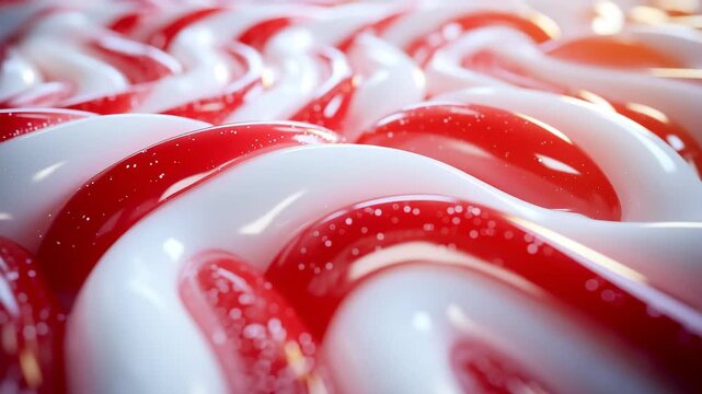 A festive Christmas candy creates a sweet red and white abstract background.