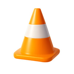 3D road construction cone icon on isolated transparent background png.