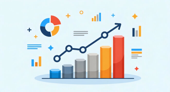 Abstract Business Growth Chart with Colorful Data Visualization Elements