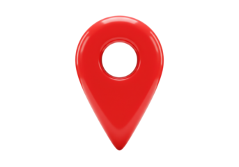 Red map pointer PNG isolated on transparent background, location pin icon for navigation and travel apps
