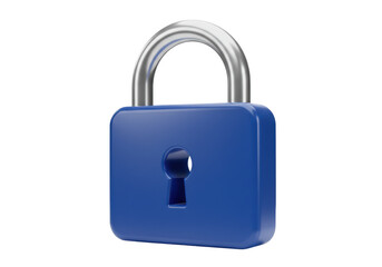 Blue padlock isolated on transparent background, security and privacy concept in PNG format, protection and safety, secure access, data encryption