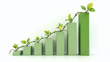 A green bar graph with a growing sapling showing the return on green investments
