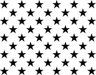 Pattern of black stars on white background, seamless simple star texture for wallpaper, wrapping paper, textile, and minimal graphic design