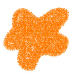Orange doodle hand-drawn in crayon. Illustration of an abstract orange stain.