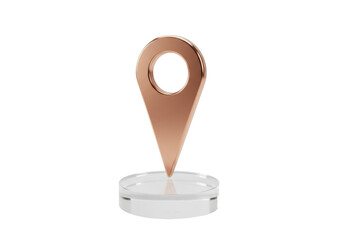 Copper location pin isolated on transparent base PNG, navigation symbol for maps and travel guides