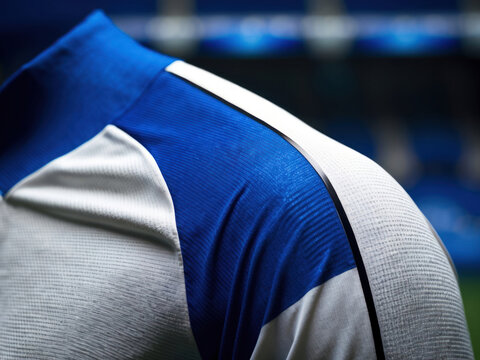 Sportswear detail. Soccer kit close-up, uniform texture.