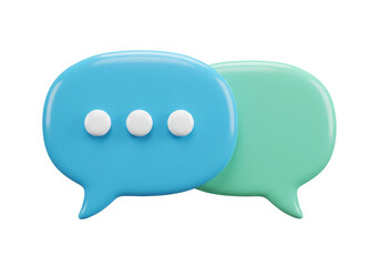 Two speech bubbles PNG isolated on transparent background, communication concept for social media and messaging apps