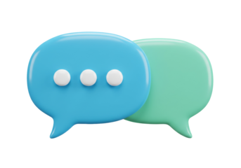 Two speech bubbles PNG isolated on transparent background, communication concept for social media and messaging apps
