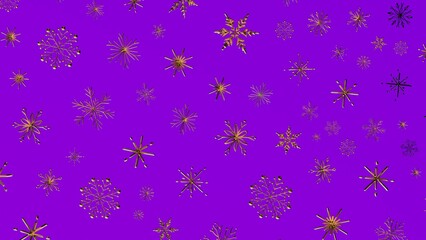 Abstract gold snowflakes on a vibrant purple backdrop. Perfect for holiday design, winter themes, and festive celebrations. Ideal for background