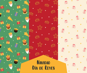 Fondo con patrón de Navidad con elementos de Día de Reyes