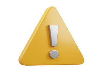 Yellow warning sign with exclamation mark isolated PNG, attention symbol for safety and caution on transparent background