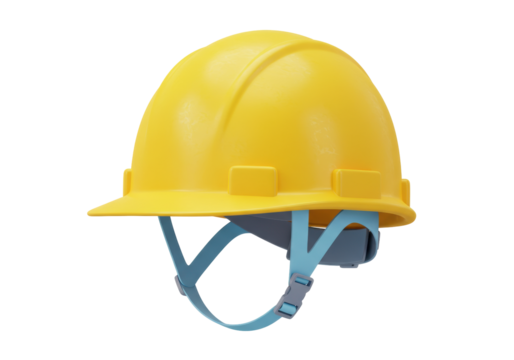 Isolated yellow construction hard hat, work safety helmet for industrial builders and engineers