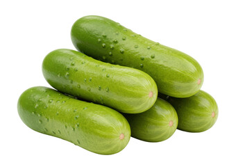 Pile of Fresh Green Cucumbers PNG Isolated on Transparent Background Healthy Vegetable Ingredient