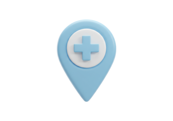 Medical location pin PNG illustration isolated on transparent background for healthcare services and hospital