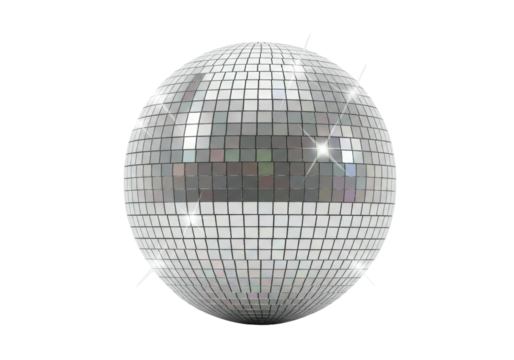 Shiny disco ball PNG illustration isolated on transparent background for party decoration and design element - Powered by Adobe