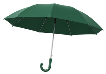 Green umbrella isolated on transparent background, rain protection accessory for rainy days and...