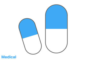 医療のシンプルアイコン　カプセル　薬