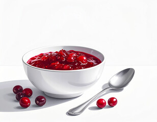 Festive cranberry sauce served in a white bowl, perfect for holiday celebrations and seasonal gatherings