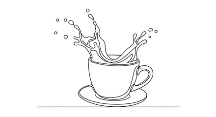 Coffee cup splash line art liquid beverage