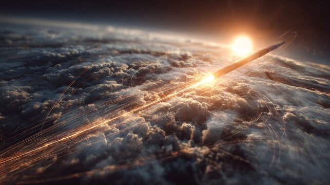 High-altitude threat: a weapon of war soaring through strata. Co