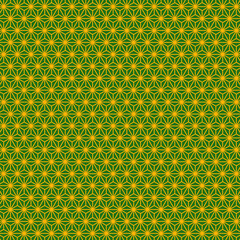 和柄の桑の葉模様で緑系色