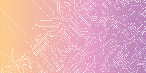Circuit board abstract technology on pink gradient background vector illustration