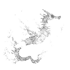 Detailed monochrome drawing of a seahorse with intricate lines on a white background illustration art