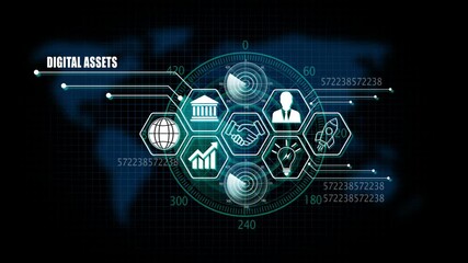 digital assets Management and Digital Transformation Technology Background. 4k video  - Powered by Adobe