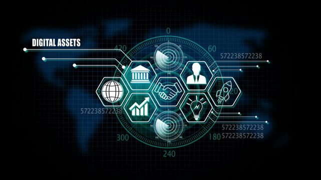 digital assets Management and Digital Transformation Technology Background. 4k video 