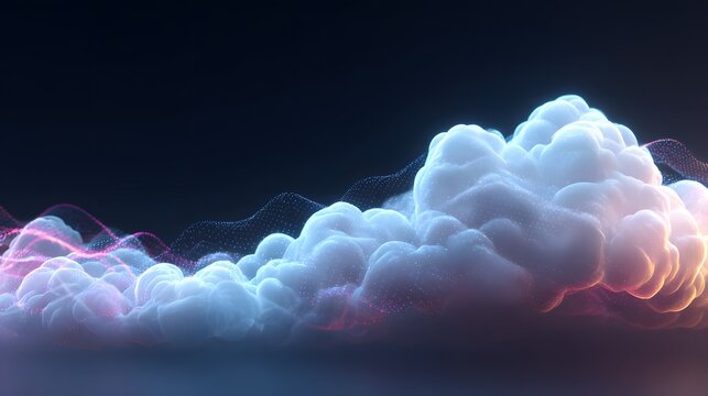 modern holographic cloud system with dark background and gradient lights