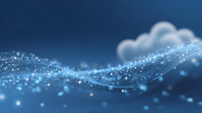 minimal blue abstract background with cloud data symbols