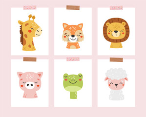 Baby animals isolated, cute animals, kids posters, cartoon, cards for kids