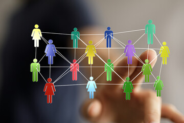 Teamwork, network concept showing people and connections, representing community, business, and...