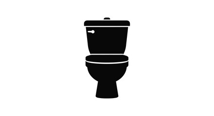 A clean and modern toilet silhouette viewed from the front on a white background for design and illustration purposes silhouette