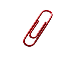 Obraz premium This vibrant, shiny red paperclip, precisely isolated, presents a simple yet striking and versatile design on a pure transparent background.