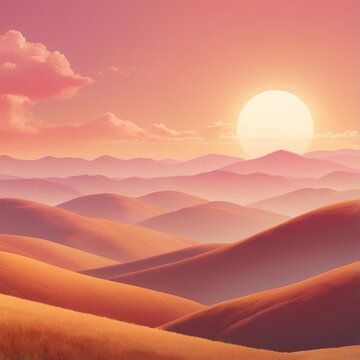 Golden Sunset Sky with Orange Clouds &ndash; Nature Background