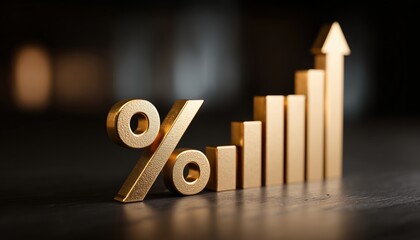 Increasing Interest Rates: Finance And Mortgage Rates Soar With High Percentage Symbol And Investment Growth On Deposits. Interest Rate Chart.