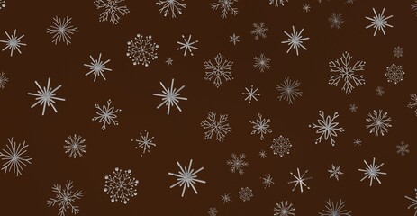 Abstract snowflake pattern on a brown backdrop. Ideal for winter, Christmas, and holiday designs. Perfect for backgrounds and greeting cards.